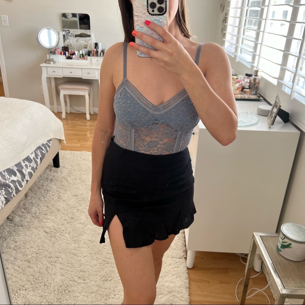 Blue lace bodysuit